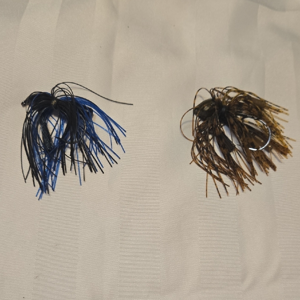 Set of Two Fishing Jigs Blue and Brown
